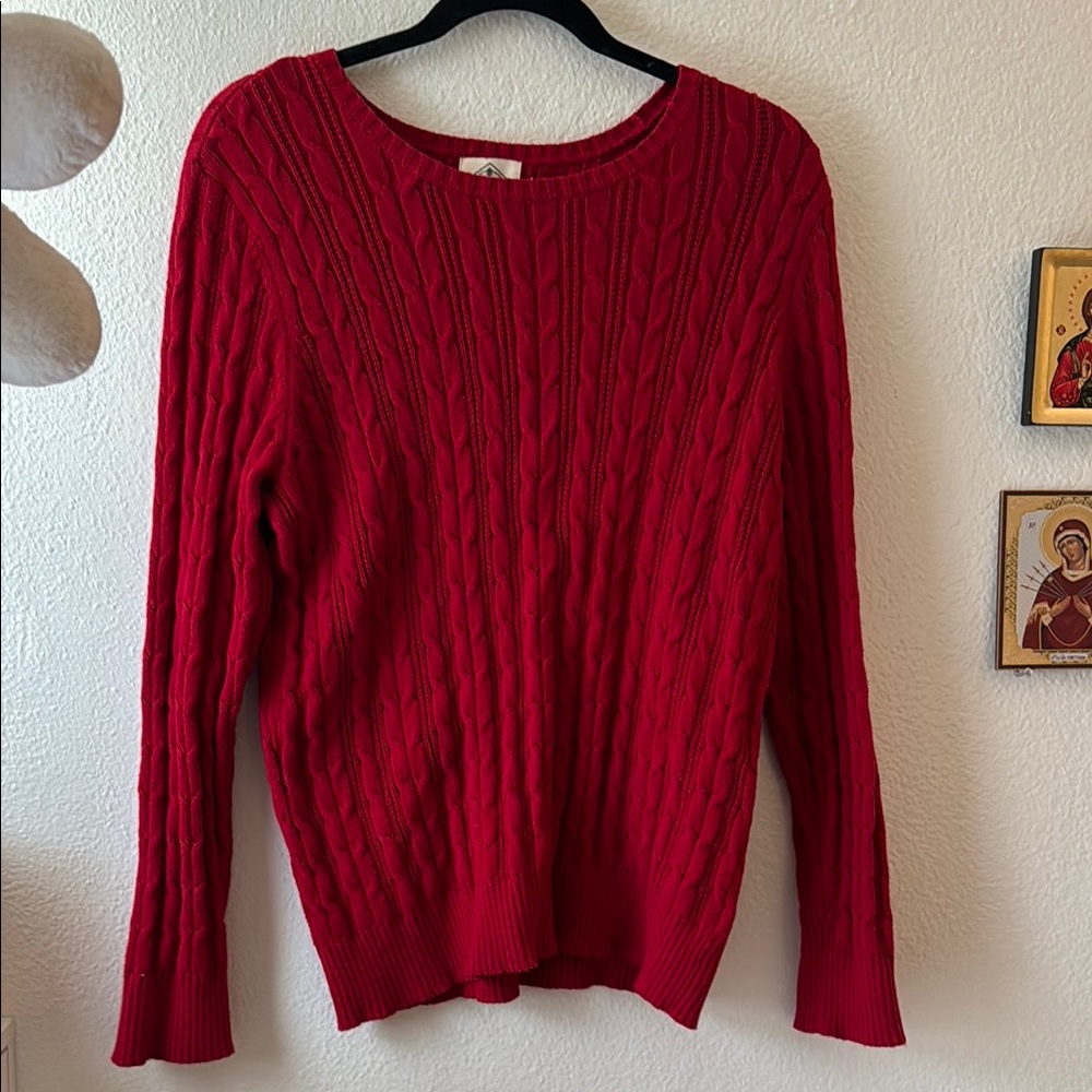 Red Cable Knit Sweater